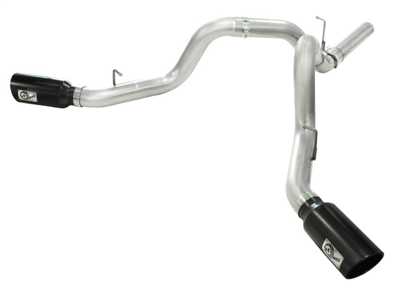 aFe MACHForce XP Exhaust Aluminized Dual Split DPF Back 11-15 GM Diesel Truck V8-6.6L (td) (BLK tip) - Mammoth Racing -