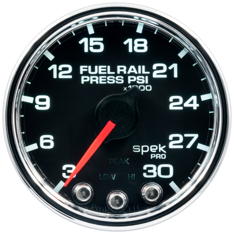 Autometer Spek-Pro Gauge Rail Press 2 1/16in 30Kpsi Stepper Motor W/Peak & Warn Blk/Chrm - My Store