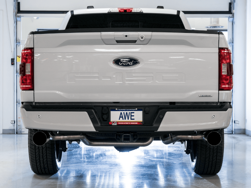 AWE 0FG 21+ Ford F150 Dual Split Rear Cat-Back Exhaust- 5in Diamond Black Tips - My Store
