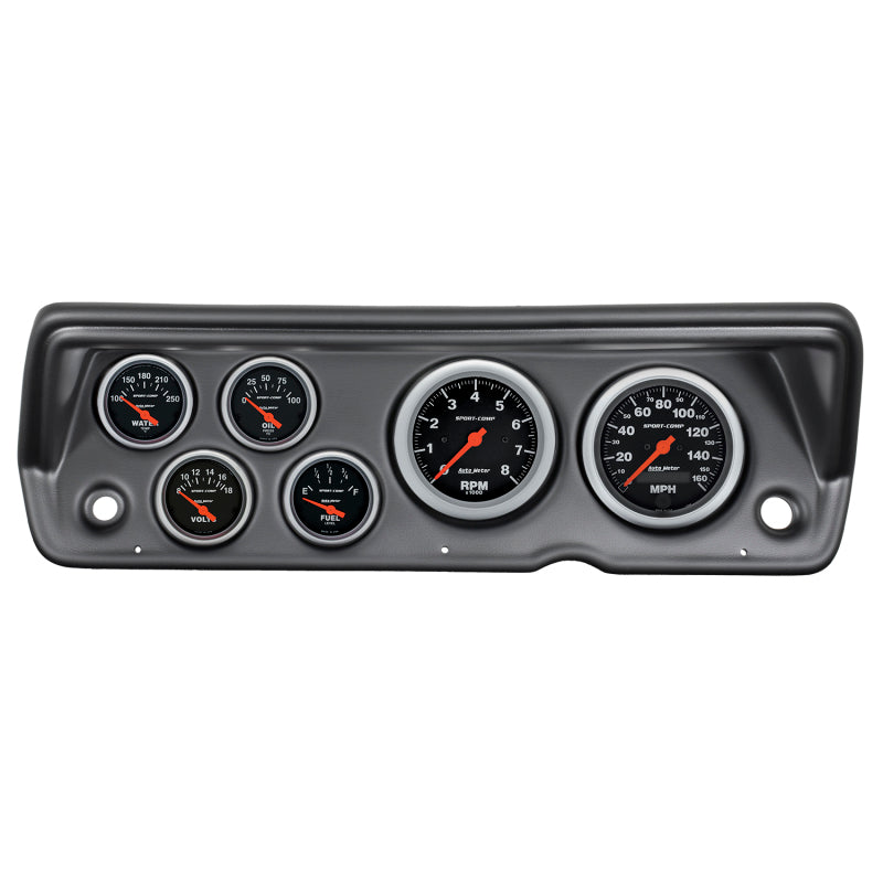 Autometer Sport-Comp 70-76 Duster/ Demon/ Dart Dash Kit 6pc Tach / MPH / Fuel / Oil / Wtmp / Volt - My Store