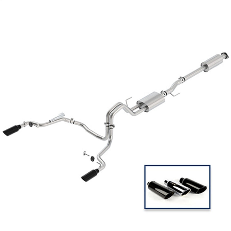 Ford Racing 15-18 F-150 5.0L Cat-Back Sport Exhaust System - Rear Exit Black Chrome Tips - Mammoth Racing -