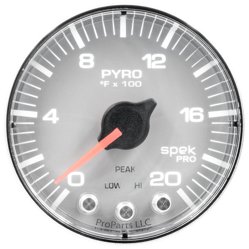 Autometer Spek-Pro Gauge Pyro. (Egt) 2 1/16in 2000f Stepper Motor W/Peak & Warn Slvr/Chrm - My Store
