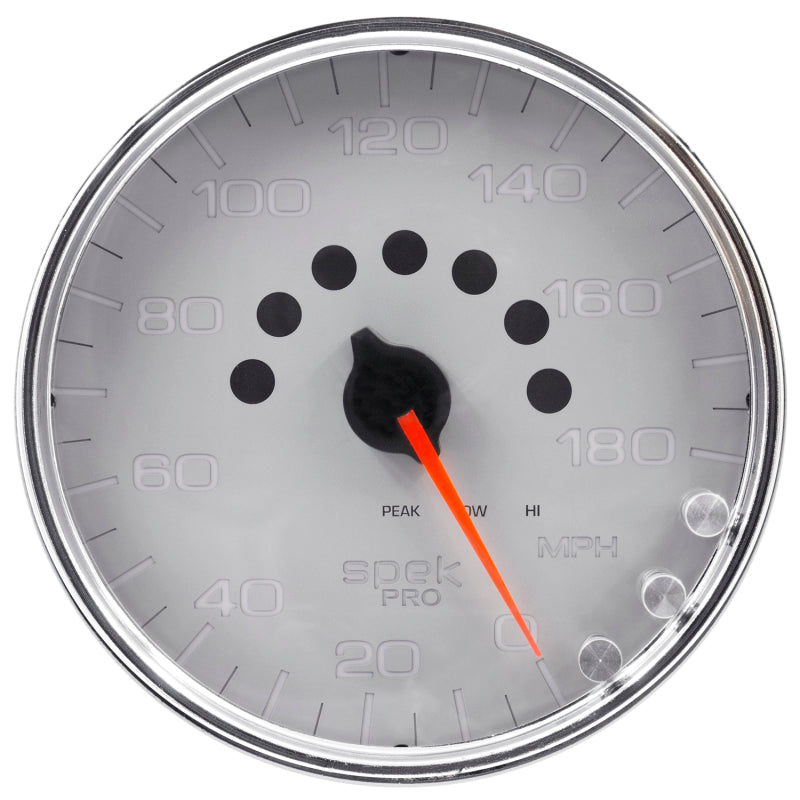 Autometer Spek-Pro Gauge Speedometer 5in 180 Mph Elec. Programmable Silver/Chrome - My Store