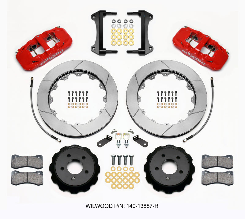 Wilwood Aero6 Front Hat Kit 15.00 Red 2015-Up Mustang w/Lines - My Store