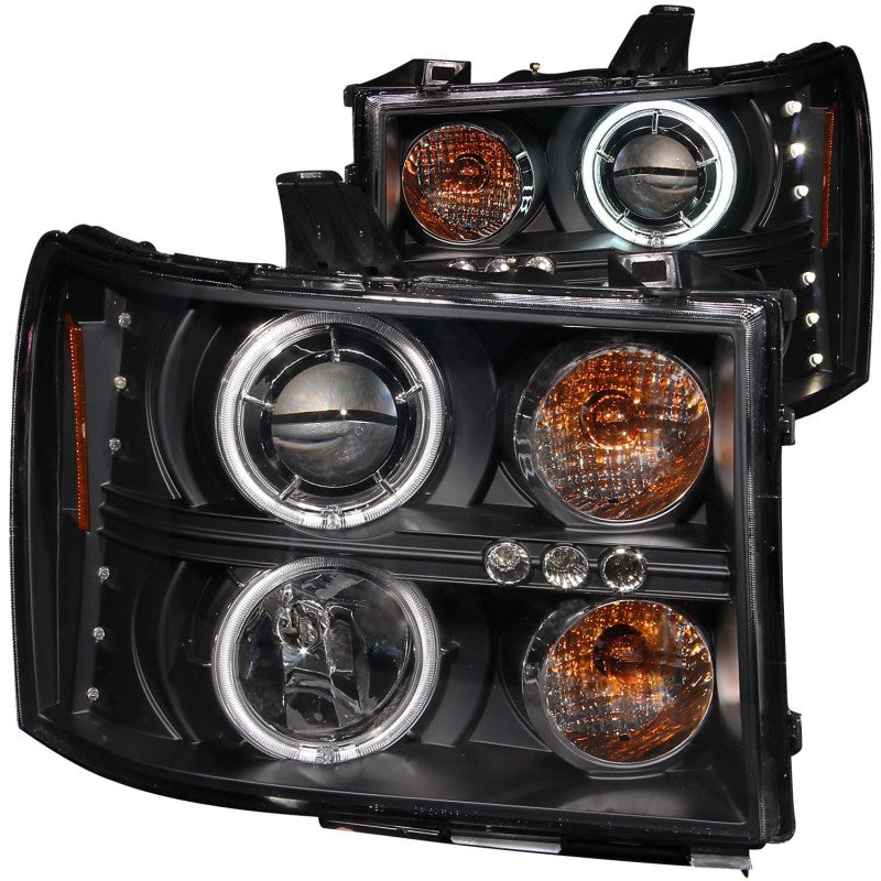 ANZO 2007-2013 Gmc Sierra 1500 Projector Headlights w/ Halo Black - Mammoth Racing -