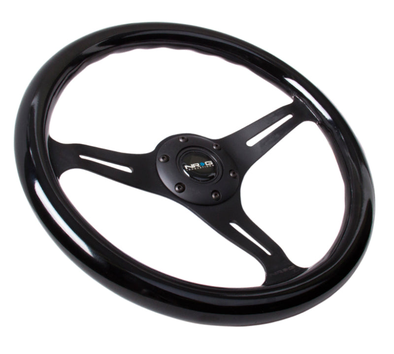NRG Classic Wood Grain Steering Wheel (350mm) Black Paint Grip w/Black 3-Spoke Center - My Store