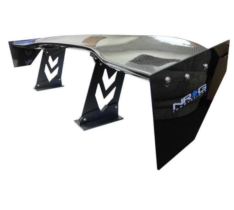 NRG Carbon Fiber Spoiler - Universal (59in.) w/ NRG Arrow Cut Out Stands and Large End Plates - My Store