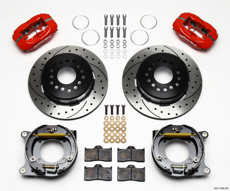 Wilwood Forged Dynalite P/S Park Brake Kit Drill-Red 55-57 Chevy 2.34in Offset - Mammoth Racing -