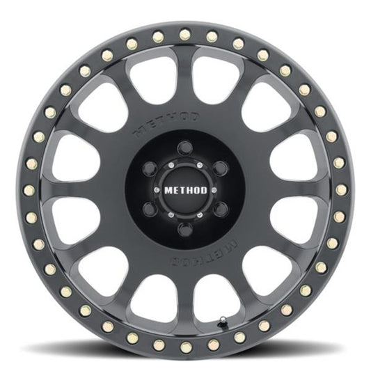 Method Mr105 V3 Beadlock 17x9 -38mm Offset 8x6.5 130.81mm CB Matte Black Wheel w/ Bh-h24125