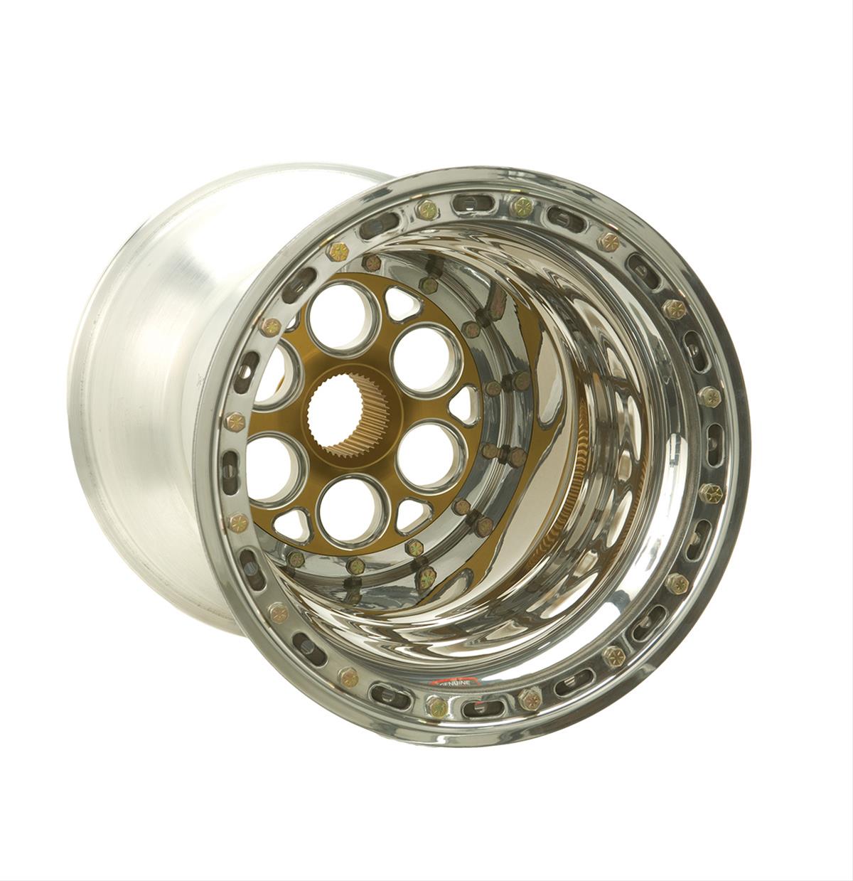 Weld Magnum Sprint 15x17 / 42-Spline / 7in. BS Gold Wheel - Outer Beadlock w/6-Dzus Cover - Mammoth Racing -