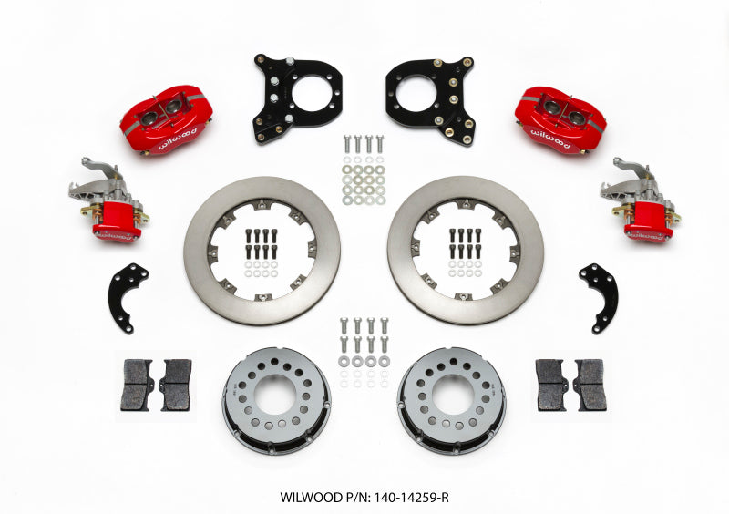 Wilwood Forged Dynalite P/S Rear Kit w/MC4 P-Brake Red Chev 12 Bolt w/Clip Elimin-Staggered - My Store