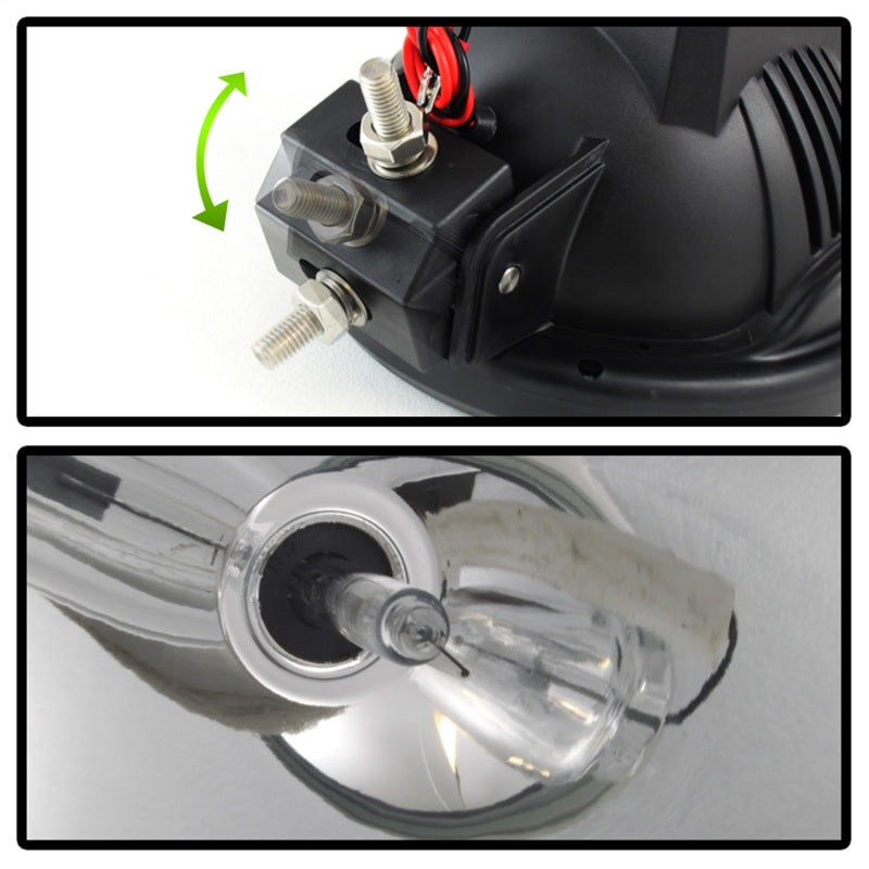 Spyder 7 Inch HID 4x4 fog lights Black/Red Housing w/wiring W/Switch- Chrome FL-CH-JK7004BR-C - Mammoth Racing -