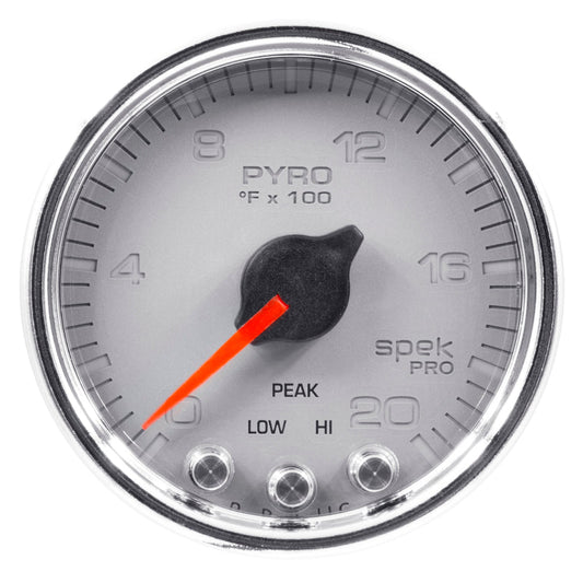 Autometer Spek-Pro Gauge Pyro. (Egt) 2 1/16in 2000f Stepper Motor W/Peak & Warn Slvr/Chrm - My Store