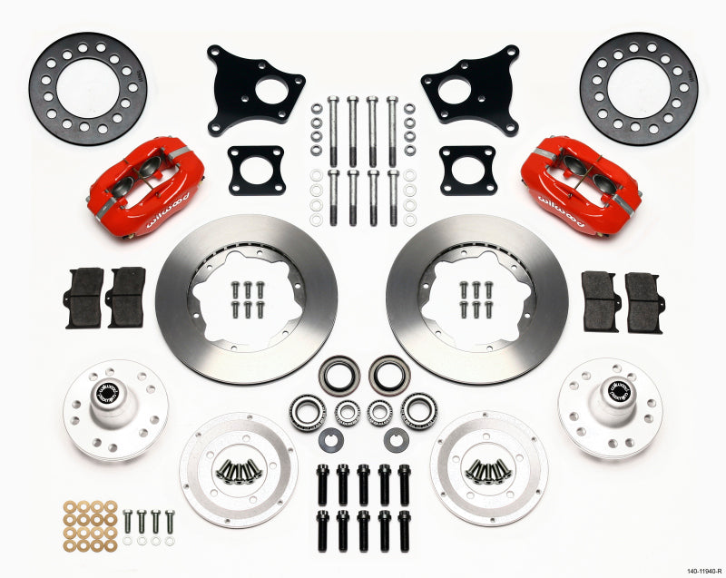 Wilwood Forged Dynalite Front Kit 11.00in Red AMC 71-76 OE Disc w/o Bendix Brakes - Mammoth Racing -