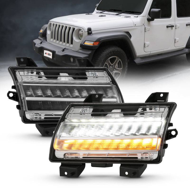 ANZO 18-19 Jeep Wrangler JL Halogen Chrome Clear w/ Sequential Signal - My Store