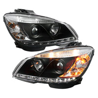 Spyder Mercedes Benz C-Class 08-11 Projector Headlights Halogen - DRL Blk PRO-YD-MBW20408-DRL-BK - Mammoth Racing -