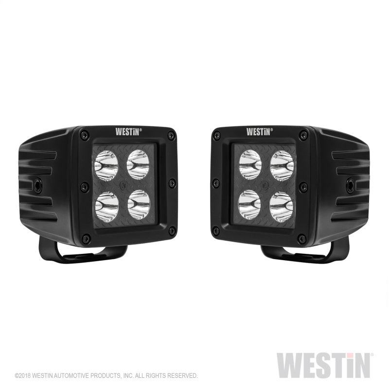 Westin HyperQ LED Auxiliary Lights 3in x 3in cube 20w Flood - Black - Mammoth Racing -