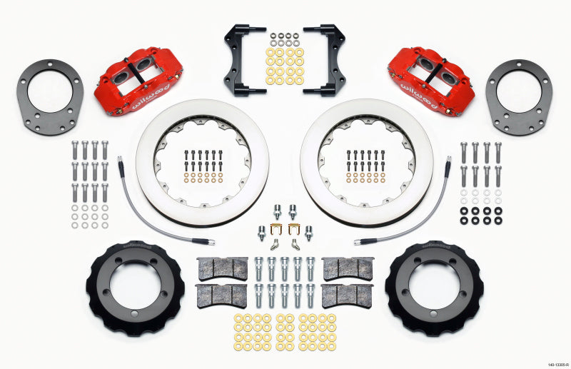 Wilwood Narrow Superlite 4R Front Hat Kit 12.88in Red 76-77 Ford Bronco Dana 44 w/Lines - Mammoth Racing -