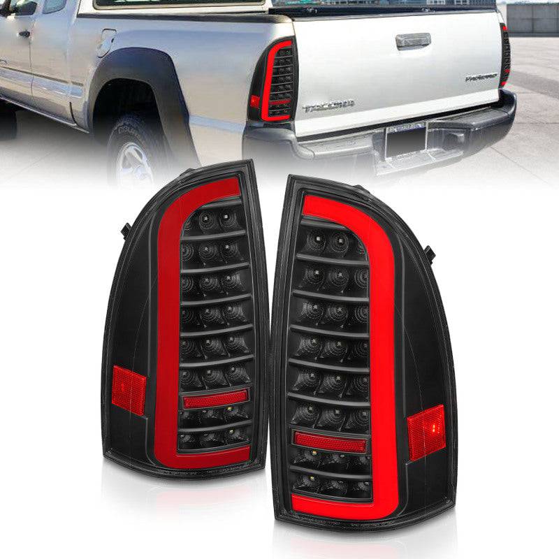 ANZO 05-15 Toyota Tacoma Full LED Tail Lights w/Light Bar Sequential Black Housing Clear Lens - My Store