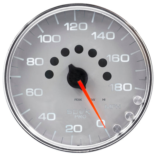 Autometer Spek-Pro Gauge Speedometer 5in 180 Mph Elec. Programmable Silver/Chrome - My Store