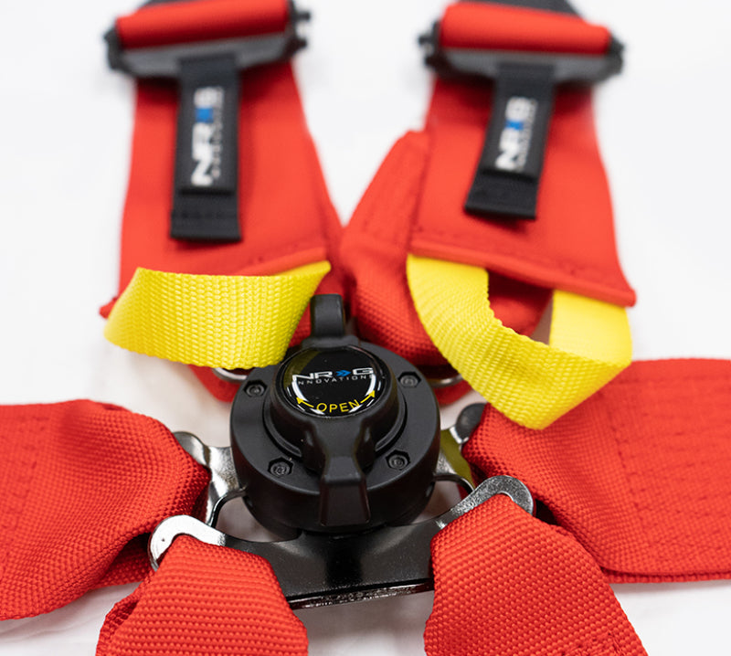 NRG FIA 6pt 2in. Shoulder Belt for HANS Device/ Rotary Cam Lock Buckle/ 3in. Waist Belt - Red - My Store