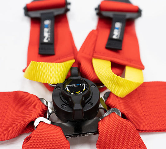 NRG FIA 6pt 2in. Shoulder Belt for HANS Device/ Rotary Cam Lock Buckle/ 3in. Waist Belt - Red - My Store