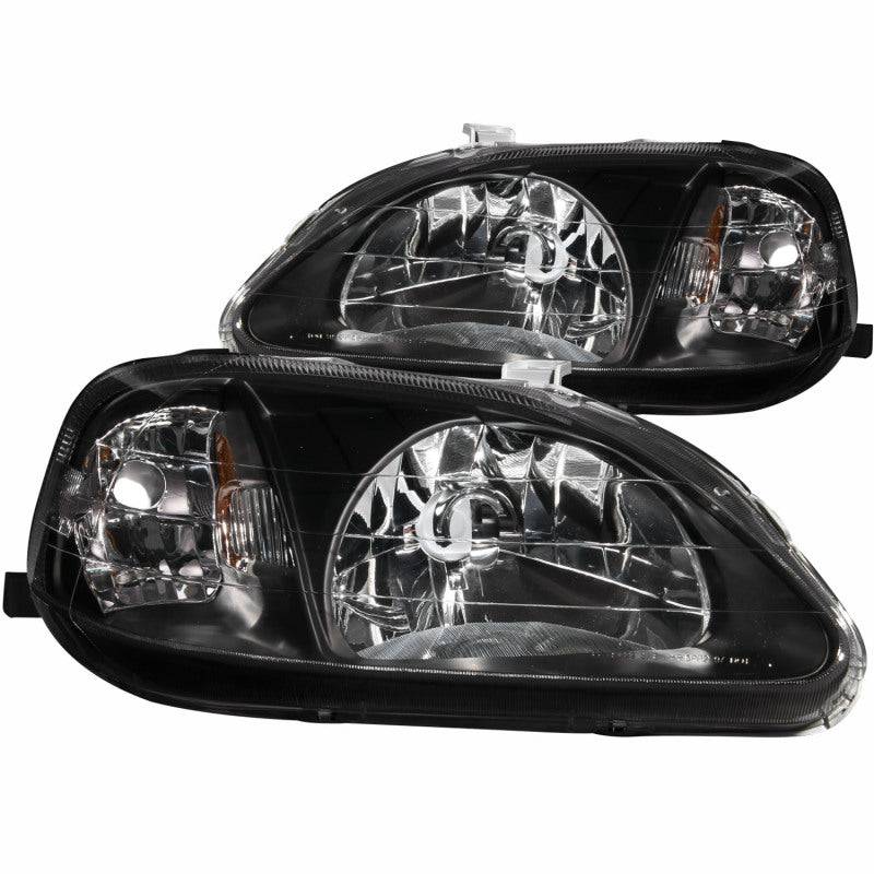 ANZO 1999-2000 Honda Civic Crystal Headlights Black - My Store