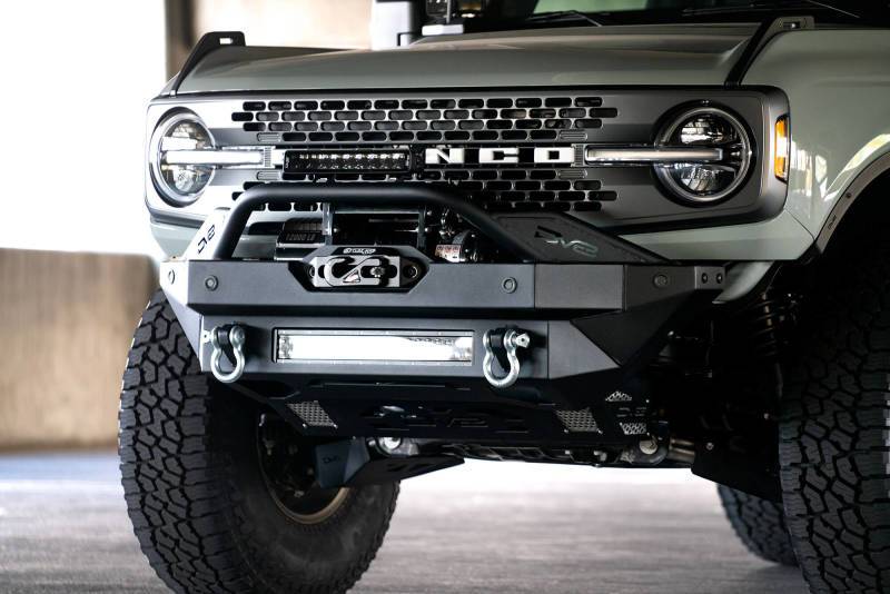 DV8 Offroad 2021+ Ford Bronco Modular Front Bumper Winch Capable w/ Auxiliary Light Mounts - Mammoth Racing -