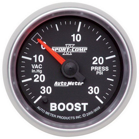 Autometer Sport-Comp II 52mm Full Sweep Electronic 30 In Hg-Vac/30 PSI Vacuum/Boost Gauge - My Store