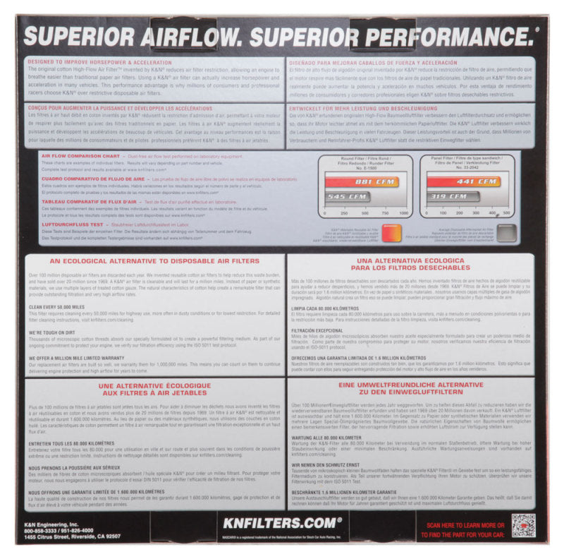 K&N Replacement Air Filter 09-12 BMW X5/x6 4.4l V8 Panel Filter - Mammoth Racing -