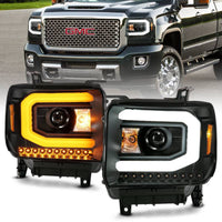 ANZO GMC SIERRA 1500 14-15 2500H/15-19 Projector Headlight Plank Style Black w/ Switchback (Halogen) - My Store