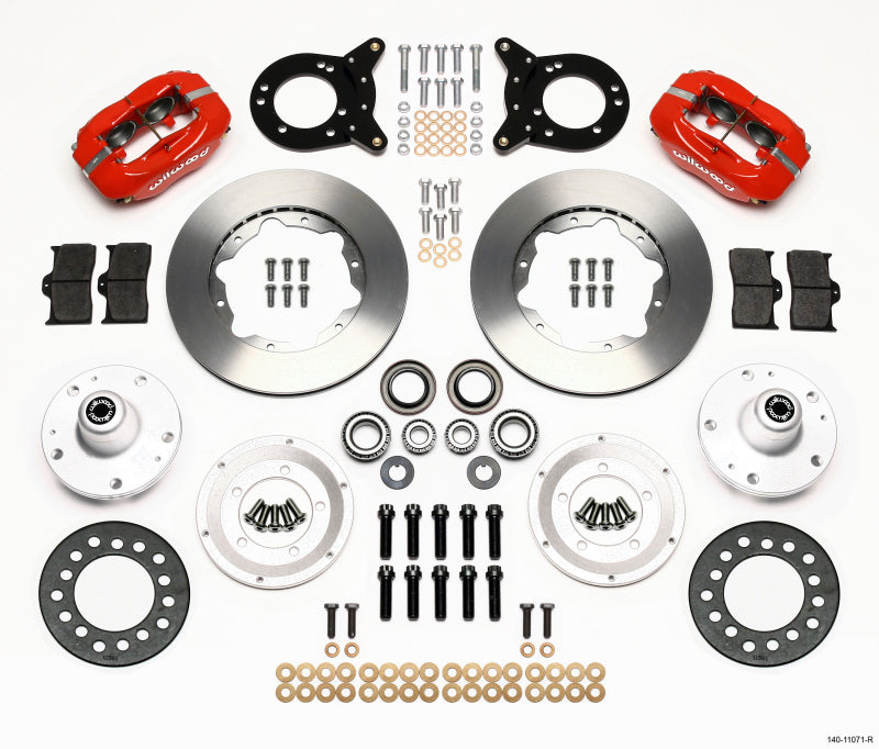 Wilwood Forged Dynalite Front Kit 11.00in Red 1965-1969 Mustang Disc & Drum Spindle - Mammoth Racing -