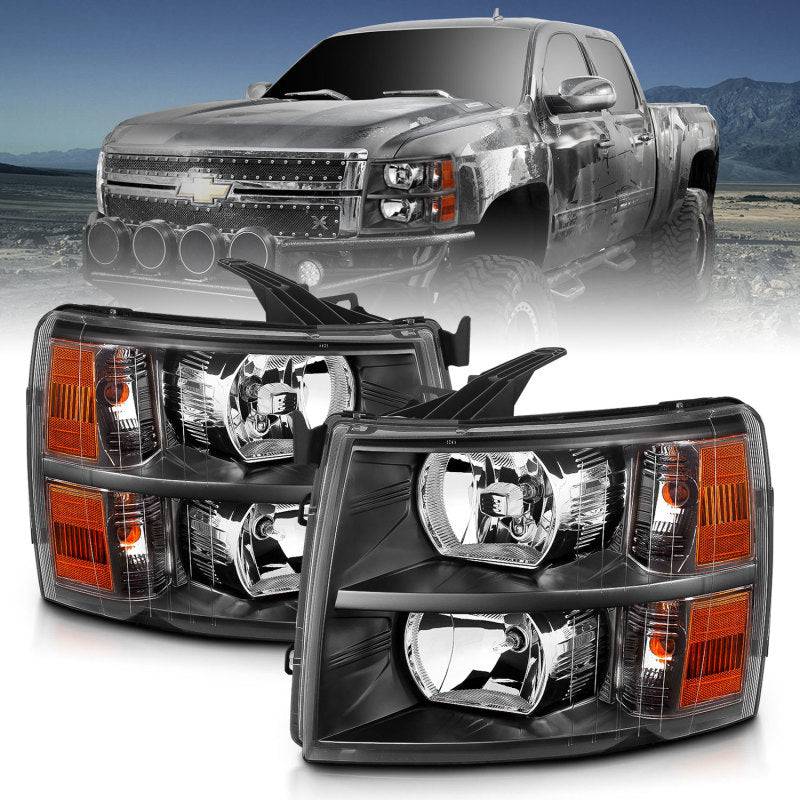 ANZO 2007-2013 Chevrolet Silverado Crystal Headlights Black - My Store