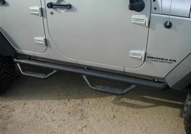 N-Fab Nerf Step 07-17 Jeep Wrangler JK 4 Door All - Tex. Black - W2W - 3in - Mammoth Racing -