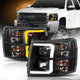 ANZO 07-13 Chevrolet Silverado 1500 Plank Style Projector Headlights Black w/ Amber - My Store