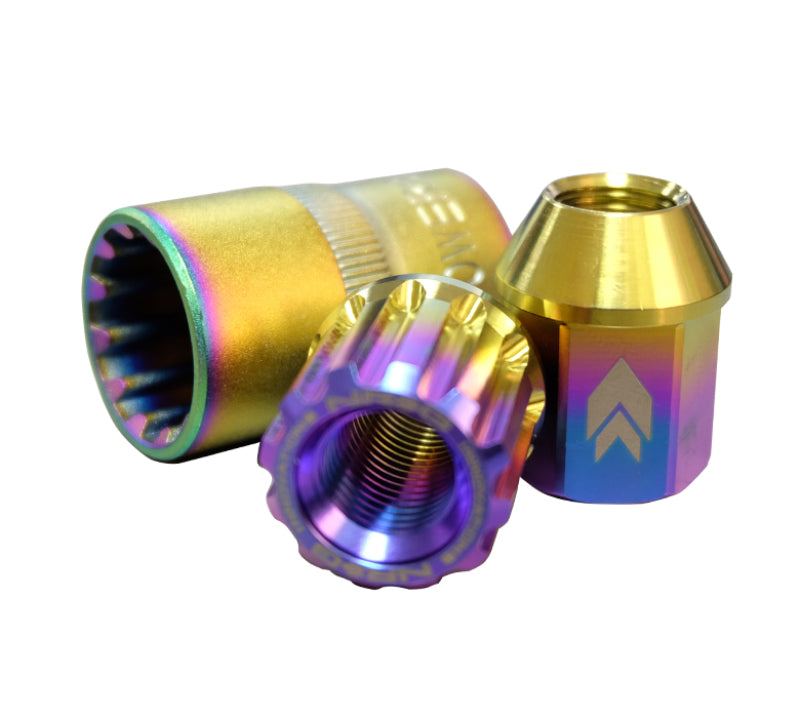 NRG 200 Series M12 X 1.25 Titanium Lug Nut Set - 21 Pc w/Lock Key Socket - Neochrome - My Store
