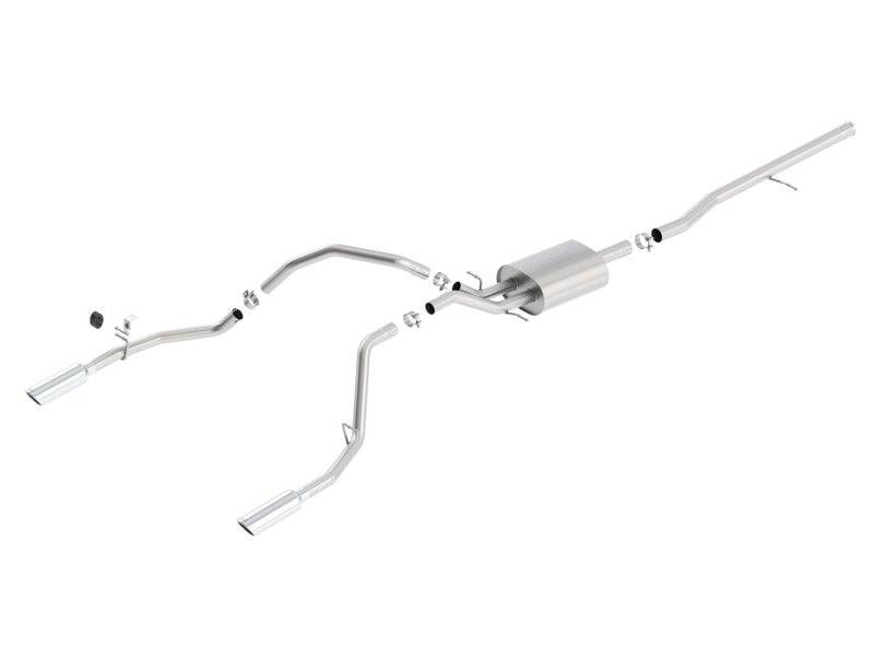 Borla 14 Silv/Sierra 1500 C/B Touring Exh/2.75in in muff 2.25inout 4inTIp SS Rear Exit - Mammoth Racing -