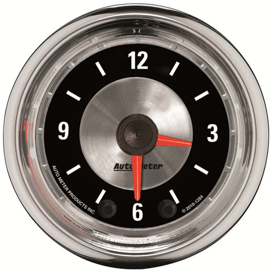 Autometer American Muscle 52mm Full Sweep Electric 12hr Analog Clock Gauge - My Store