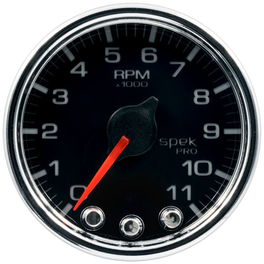 Autometer Spek-Pro Gauge Tach 2 1/16in 11K Rpm W/ Shift Light & Peak Mem Blk/Chrm - My Store