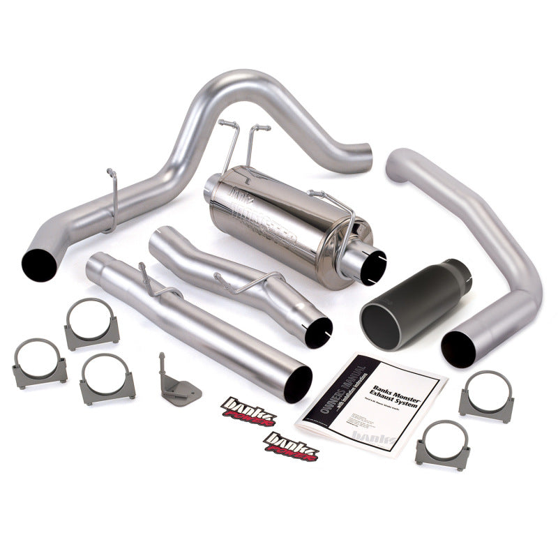 Banks Power 03-07 Ford 6.0L SCLB Monster Exhaust System - SS Single Exhaust w/ Black Tip - Mammoth Racing -