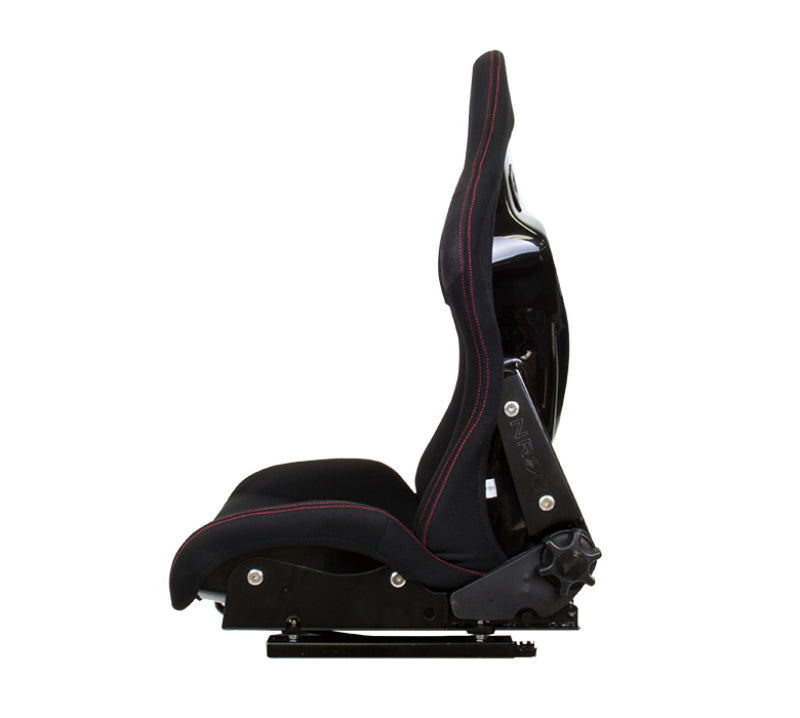 NRG FRP Bucket Seat - Reclinable (Black Cloth w/Red Stiting) - My Store