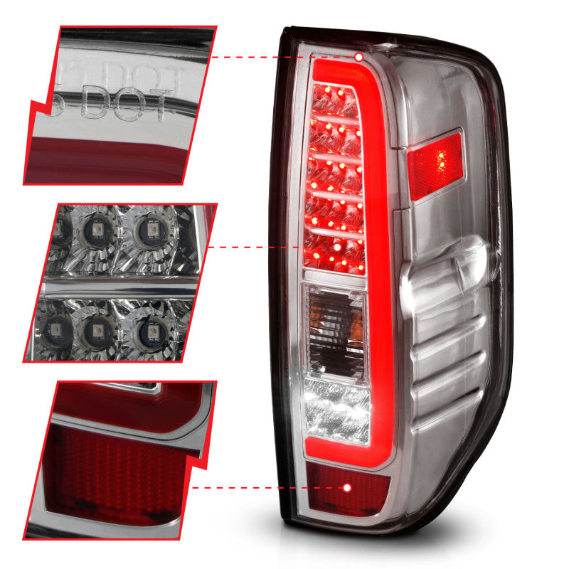 ANZO 2005-2021 Nissan Frontier LED Taillights Chrome Housing/Clear Lens - Mammoth Racing -