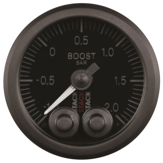 Autometer Stack 52mm -1 to +2 Bar (Incl T-Fitting) Pro-Control Boost Pressure Gauge - Black - My Store
