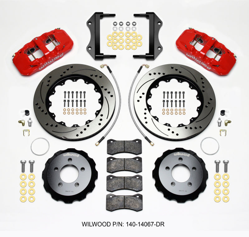 Wilwood Aero6 Front Hat Kit 14.25 Drilled Red 2014-Up Challenger w/Lines - My Store