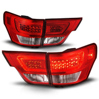 ANZO 11-13 Jeep Grand Cherokee LED Taillights w/ Lightbar Chrome Housing Red/Clear Lens 4pcs - Mammoth Racing -