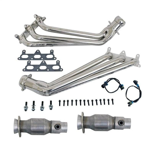 BBK 10-11 Camaro V6 Long Tube Exhaust Headers With Converters - 1-5/8 Chrome - Mammoth Racing -