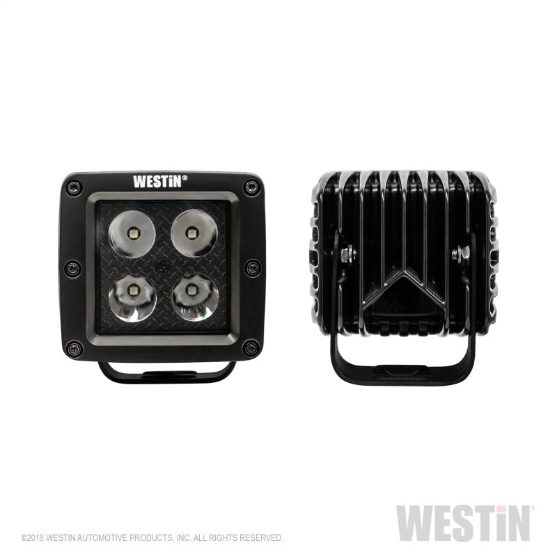 Westin HyperQ LED Auxiliary Lights 3in x 3in cube 20w Flood - Black - Mammoth Racing -