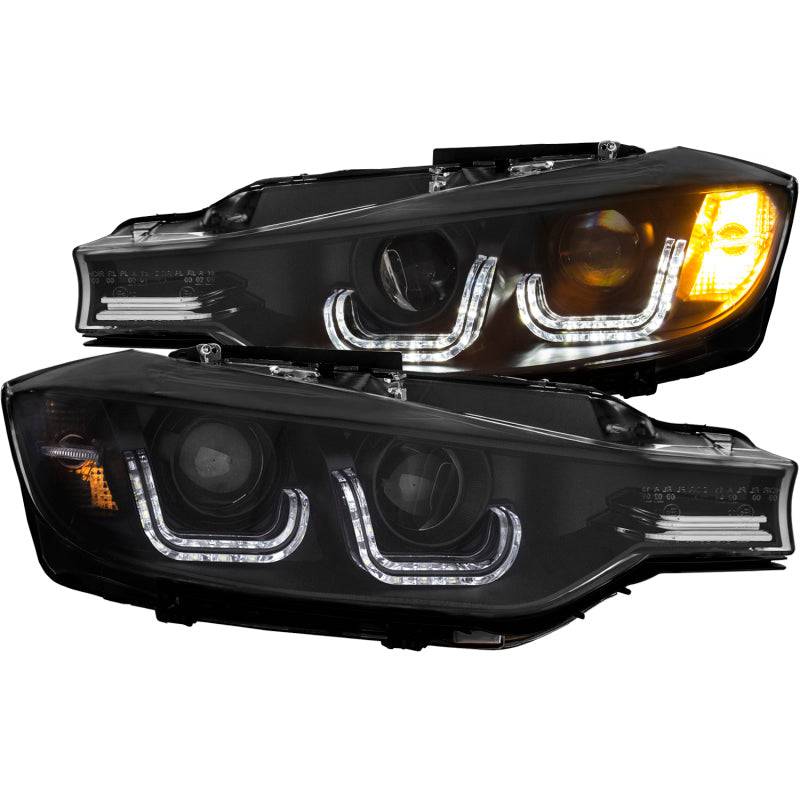 ANZO 2012-2015 BMW 3 Series Projector Headlights w/ U-Bar Black - My Store