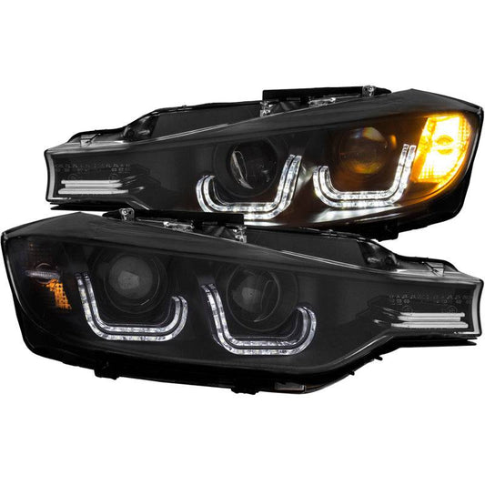 ANZO 2012-2015 BMW 3 Series Projector Headlights w/ U-Bar Black (HID Compatible) - My Store