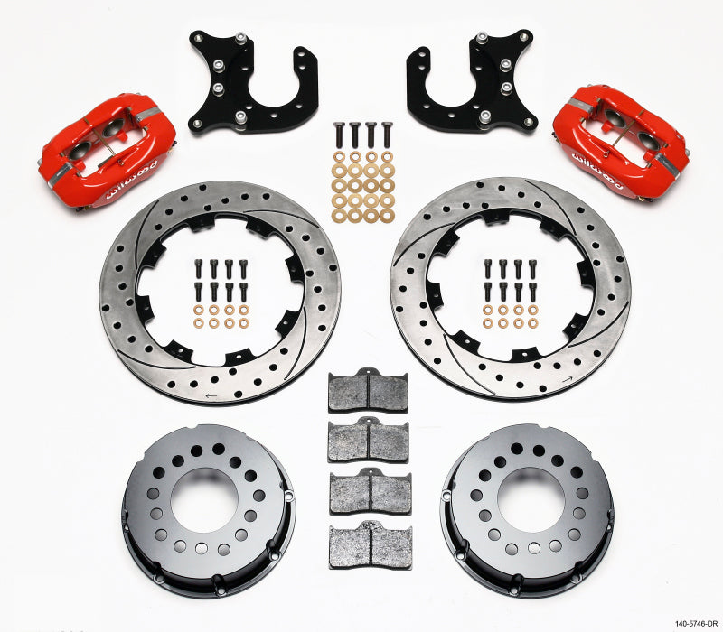 Wilwood Forged Dynalite P/S Rear Kit Drilled Red Chevy 12 Bolt-Spec 3.15in Brng - My Store